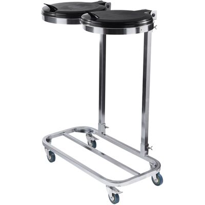 SPRINTIS 1 Unità - Supporto sacco spazzatura 120 litri doppio con coperchio, con rotelle, acciaio, acciaio Plastica, argento SPRINTIS 1 Unità - Supporto sacco spazzatura 120 litri doppio con coperchio, con rotelle, acciaio, acciaio Plastica, argento