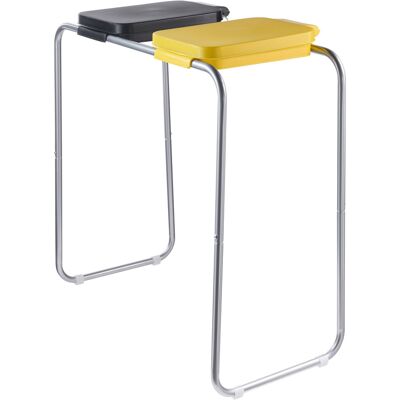 SPRINTIS 1 Unità - Supporto sacco spazzatura con coperchio, 120 litri, acciaio 2 scomparti, acciaio Plastica, argento SPRINTIS 1 Unità - Supporto sacco spazzatura con coperchio, 120 litri, acciaio 2 scomparti, acciaio Plastica, argento