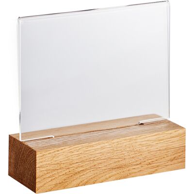 SPRINTIS 1 Unità - Espositore acrilico con base in legno Rovere A7 formato orizzontale, acrilico (PMMA) legno di rovere SPRINTIS 1 Unità - Espositore acrilico con base in legno Rovere A7 formato orizzontale, acrilico (PMMA) legno di rovere