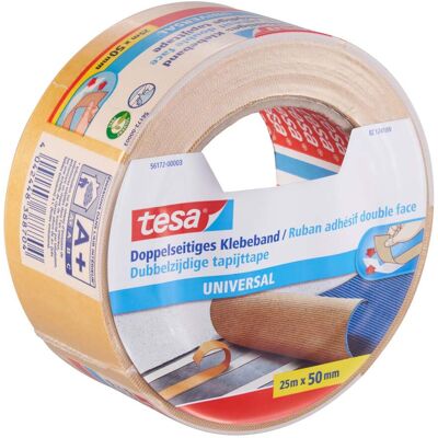 1 Rotolo - tesa 56172, nastro biadesivo universale di PP, adesivo in gomma forte, bianco 1 Rotolo - tesa 56172, nastro biadesivo universale di PP, adesivo in gomma forte, bianco