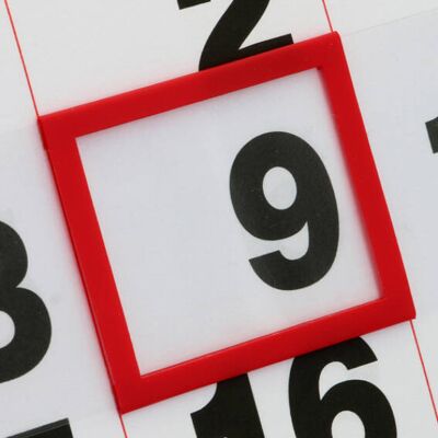 SPRINTIS 100 Unità - Segnagiorno per calendari, con cordino elastico e capicorda metallico, rosso, finestrella classica E7, 17 x 34 mm dimensione interna, 23 x SPRINTIS 100 Unità - Segnagiorno per calendari, con cordino elastico e capicorda metallico, rosso, finestrella classica E7, 17 x 34 mm dimensione interna, 23 x