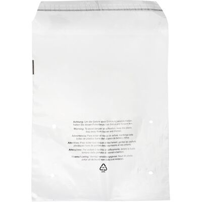 SPRINTIS 100 Unità - Buste con patella con avvertenza antisoffocamento, plastica PE riciclata, trasparente 250 x 300 mm, PE riciclato SPRINTIS 100 Unità - Buste con patella con avvertenza antisoffocamento, plastica PE riciclata, trasparente 250 x 300 mm, PE riciclato