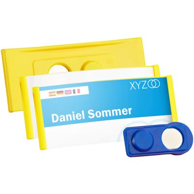 SPRINTIS 10 Unità - Targhette portanome FORUM magnetiche 75 x 32 mm giallo, Plastica SPRINTIS 10 Unità - Targhette portanome FORUM magnetiche 75 x 32 mm giallo, Plastica