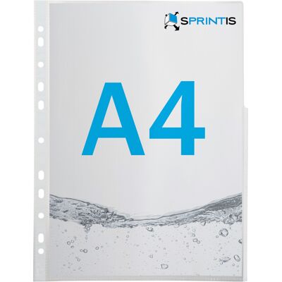 SPRINTIS 100 Unità - Buste per raccoglitori A4, bordo colorato su metà lato, plastica PP bianco SPRINTIS 100 Unità - Buste per raccoglitori A4, bordo colorato su metà lato, plastica PP bianco