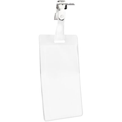 SPRINTIS 100 Unità - Buste portabadge con clip, per formato carta di credito, formato verticale, PVC morbido, trasparente SPRINTIS 100 Unità - Buste portabadge con clip, per formato carta di credito, formato verticale, PVC morbido, trasparente