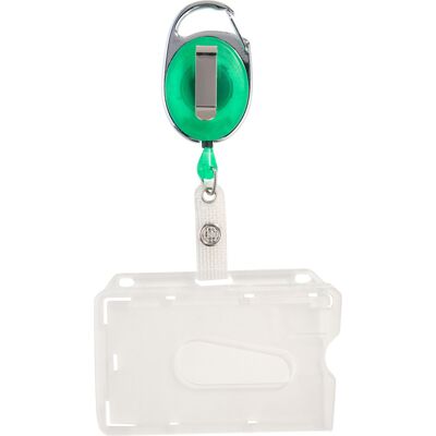 SPRINTIS 1 Unità - Buste porta badge con yoyo verde trasparente con incavo per il pollice, opaco, plastica dura SPRINTIS 1 Unità - Buste porta badge con yoyo verde trasparente con incavo per il pollice, opaco, plastica dura