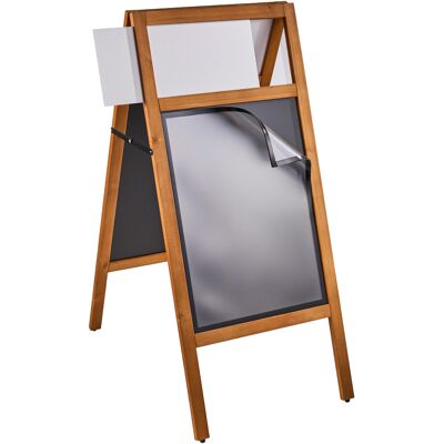 SPRINTIS 1 Unità - Cavalletto pubblicitario legno COMBI PLUS A2, con lavagna da gesso e cornice magnetica, aspetto legno, effetto legno SPRINTIS 1 Unità - Cavalletto pubblicitario legno COMBI PLUS A2, con lavagna da gesso e cornice magnetica, aspetto legno, effetto legno