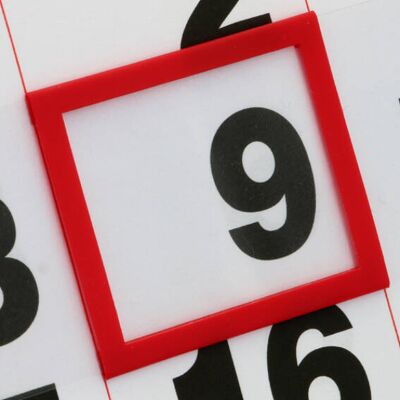 SPRINTIS 100 Unità - Segnagiorno per calendari, più cordino elastico annodato, rosso, Finestra classica E1, 14 x 24 mm all'interno, 20 x 30 mm SPRINTIS 100 Unità - Segnagiorno per calendari, più cordino elastico annodato, rosso, Finestra classica E1, 14 x 24 mm all'interno, 20 x 30 mm