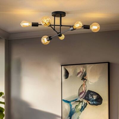 HELAM Lampada da soffitto Cambridge - 6 luci - Nero HELAM Lampada da soffitto Cambridge - 6 luci - Nero