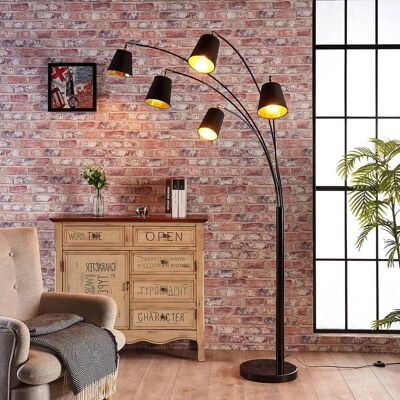 Lampada ad arco Lindby Tinne, nero/oro, marmo, a 5 luci, E14 Tinne, Nero, Soggiorno / Sala da pranzo, Tessuto / Stoffa / Seta, Moderno, Lampada da terra Lampada ad arco Lindby Tinne, nero/oro, marmo, a 5 luci, E14 Tinne, Nero, Soggiorno / Sala da pranzo, Tessuto / Stoffa / Seta, Moderno, Lampada da terra