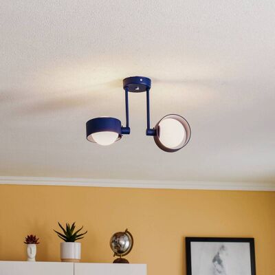 Luce a Soffitto in Acciaio Blu Euluna - 2 Luci, 34cm L, 25cm H Luce a Soffitto in Acciaio Blu Euluna - 2 Luci, 34cm L, 25cm H