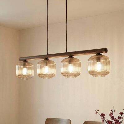 Lampada a sospensione in vetro Salvia TK Lighting, dimmerabile, Legno scuro, Soggiorno / Sala da pranzo, Legno, Lampada a sospensione Lampada a sospensione in vetro Salvia TK Lighting, dimmerabile, Legno scuro, Soggiorno / Sala da pranzo, Legno, Lampada a sospensione
