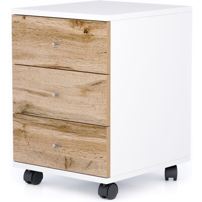 Mobili Fiver Cassettiera con ruote Clara, Bianco Opaco con cassetti Rovere Rustico Mobili Fiver Cassettiera con ruote Clara, Bianco Opaco con cassetti Rovere Rustico