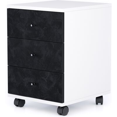 Mobili Fiver Cassettiera con ruote Clara, Bianco Opaco con cassetti Nero Cemento Mobili Fiver Cassettiera con ruote Clara, Bianco Opaco con cassetti Nero Cemento