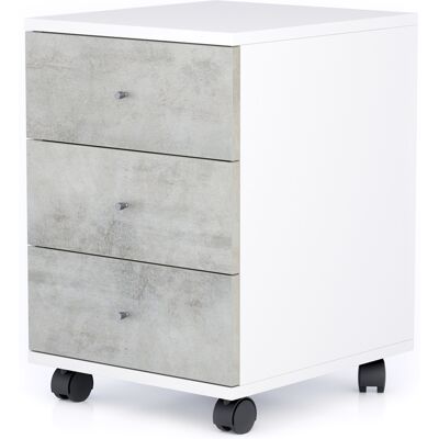 Mobili Fiver Cassettiera con ruote Clara, Bianco Opaco con cassetti Grigio Cemento Mobili Fiver Cassettiera con ruote Clara, Bianco Opaco con cassetti Grigio Cemento