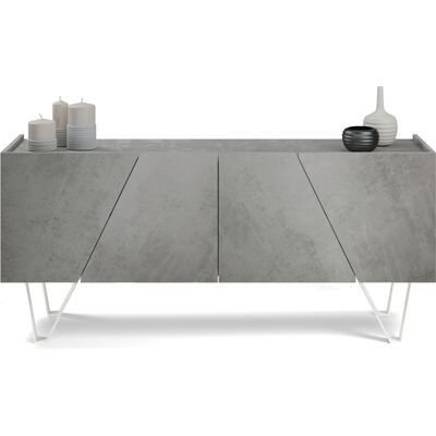 Mobili Fiver Madia-Buffet 4 ante Emma con gambe bianche, Grigio Cemento Mobili Fiver Madia-Buffet 4 ante Emma con gambe bianche, Grigio Cemento