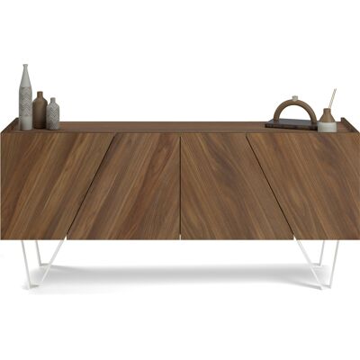 Mobili Fiver Madia-Buffet 4 ante Emma con gambe bianche, Noce Canaletto Mobili Fiver Madia-Buffet 4 ante Emma con gambe bianche, Noce Canaletto