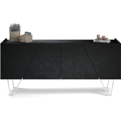 Mobili Fiver Madia-Buffet 4 ante Emma con gambe bianche, Nero Cemento Mobili Fiver Madia-Buffet 4 ante Emma con gambe bianche, Nero Cemento
