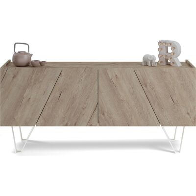 Mobili Fiver Madia-Buffet 4 ante Emma con gambe bianche, Quercia Mobili Fiver Madia-Buffet 4 ante Emma con gambe bianche, Quercia