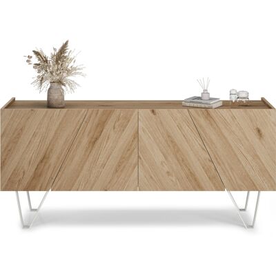 Mobili Fiver Madia-Buffet 4 ante Emma con gambe bianche, Rovere Naturale Mobili Fiver Madia-Buffet 4 ante Emma con gambe bianche, Rovere Naturale