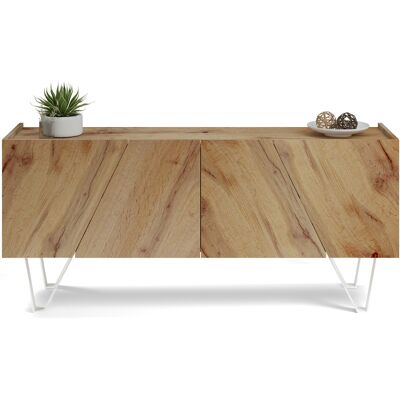 Mobili Fiver Madia-Buffet 4 ante Emma con gambe bianche, Rovere Rustico Mobili Fiver Madia-Buffet 4 ante Emma con gambe bianche, Rovere Rustico