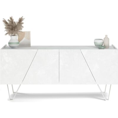 Mobili Fiver Madia-Buffet 4 ante Emma con gambe bianche, Cemento Bianco Mobili Fiver Madia-Buffet 4 ante Emma con gambe bianche, Cemento Bianco