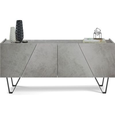 Mobili Fiver Madia-Buffet 4 ante Emma con gambe nere, Grigio Cemento Mobili Fiver Madia-Buffet 4 ante Emma con gambe nere, Grigio Cemento