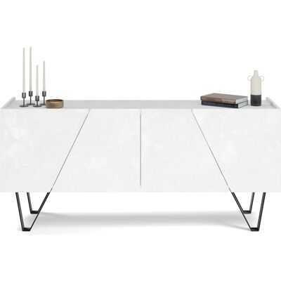 Mobili Fiver Madia-Buffet 4 ante Emma con gambe nere, Cemento Bianco Mobili Fiver Madia-Buffet 4 ante Emma con gambe nere, Cemento Bianco