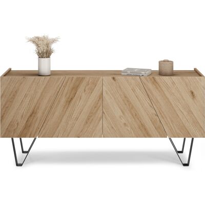 Mobili Fiver Madia-Buffet 4 ante Emma con gambe nere, Rovere Naturale Mobili Fiver Madia-Buffet 4 ante Emma con gambe nere, Rovere Naturale