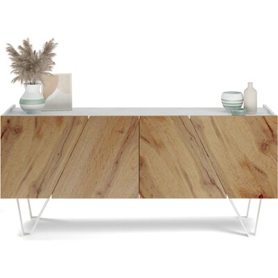 Mobili Fiver Madia-Buffet 4 ante Emma con gambe bianche, Rovere Rustico e Bianco Cemento Mobili Fiver Madia-Buffet 4 ante Emma con gambe bianche, Rovere Rustico e Bianco Cemento