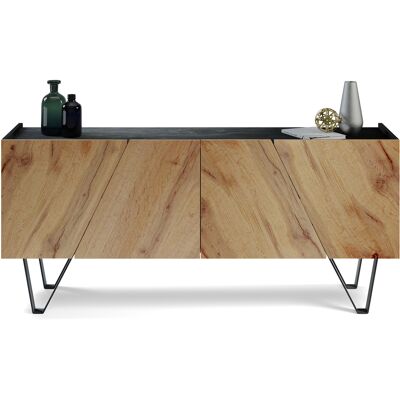 Mobili Fiver Madia-Buffet 4 ante Emma con gambe nere, Rovere Rustico e Nero Cemento Mobili Fiver Madia-Buffet 4 ante Emma con gambe nere, Rovere Rustico e Nero Cemento