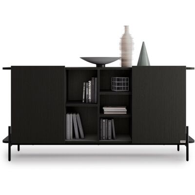 Mobili Fiver Madia Olivia con 2 ante (167x40,3x81,7 cm), Nero Frassino Mobili Fiver Madia Olivia con 2 ante (167x40,3x81,7 cm), Nero Frassino