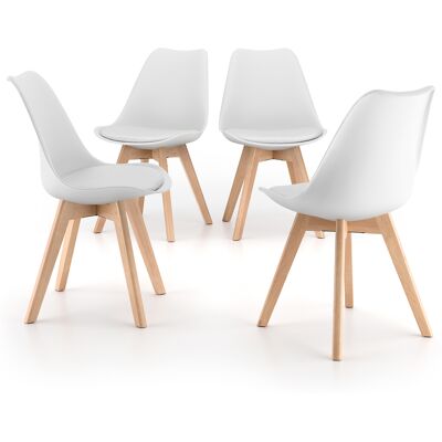 Mobili Fiver Sedie in stile nordico Greta, Set da 4, Bianco Mobili Fiver Sedie in stile nordico Greta, Set da 4, Bianco