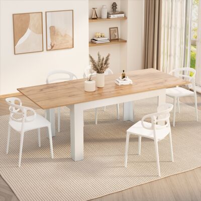 Mobili Fiver Tavolo allungabile Cucina, Easy, 140(220)x90 cm, Rovere Rustico e Bianco Frassino Mobili Fiver Tavolo allungabile Cucina, Easy, 140(220)x90 cm, Rovere Rustico e Bianco Frassino