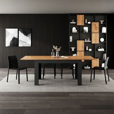 Mobili Fiver Tavolo allungabile Cucina, Easy, 140(220)x90 cm, Rovere Rustico e Nero Frassino Mobili Fiver Tavolo allungabile Cucina, Easy, 140(220)x90 cm, Rovere Rustico e Nero Frassino
