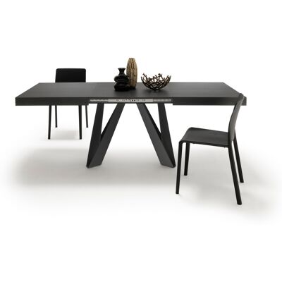 Mobili Fiver Tavolo Allungabile Romina 140(220)x90 cm, Nero Frassino con Gambe in Ferro Nere Mobili Fiver Tavolo Allungabile Romina 140(220)x90 cm, Nero Frassino con Gambe in Ferro Nere