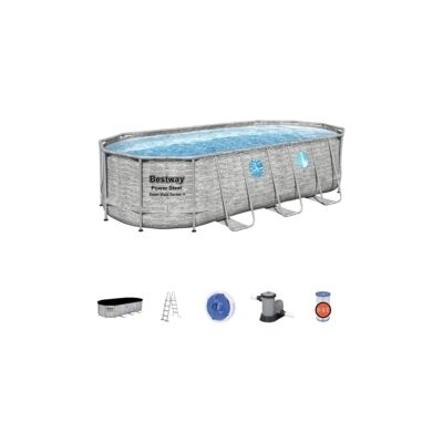 "Piscina fuori terra con struttura ovale bestway ""power steel swim vista"" effetto pietra 549x274x122 cm" "Piscina fuori terra con struttura ovale bestway ""power steel swim vista"" effetto pietra 549x274x122 cm"