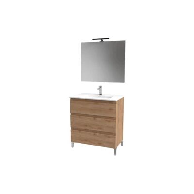 "Mobile bagno 3 cassetti quercia naturale 81x47x195 cm" "Mobile bagno 3 cassetti quercia naturale 81x47x195 cm"