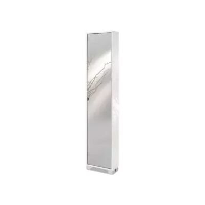 Sarmog "Armadio scarpiera bianco lucido con anta a specchio, 43x190x18 cm" Sarmog "Armadio scarpiera bianco lucido con anta a specchio, 43x190x18 cm"