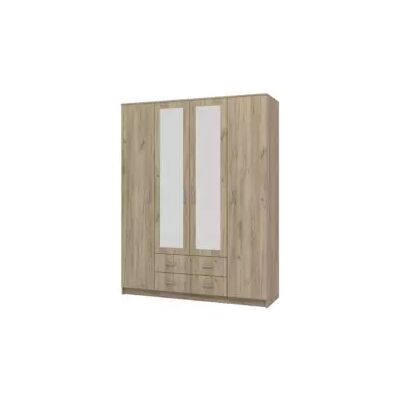 BellaHome "Armadio 4 ante battenti ""praga"" con specchi e 2 cassetti effetto quercia 160x52x205 cm" BellaHome "Armadio 4 ante battenti ""praga"" con specchi e 2 cassetti effetto quercia 160x52x205 cm"