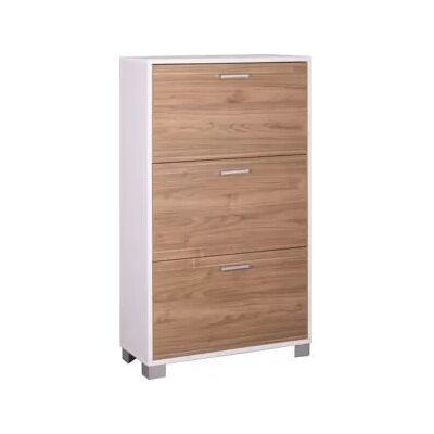 Sarmog "Scarpiera bianca e noce con 3 ante, 70x29x118 cm" Sarmog "Scarpiera bianca e noce con 3 ante, 70x29x118 cm"