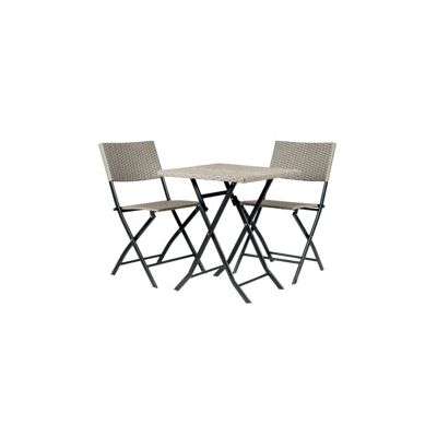 "Set da esterno pieghevole eurogarden ""chicago"" in acciaio e pe rattan grigio 2 sedute e tavolino" "Set da esterno pieghevole eurogarden ""chicago"" in acciaio e pe rattan grigio 2 sedute e tavolino"