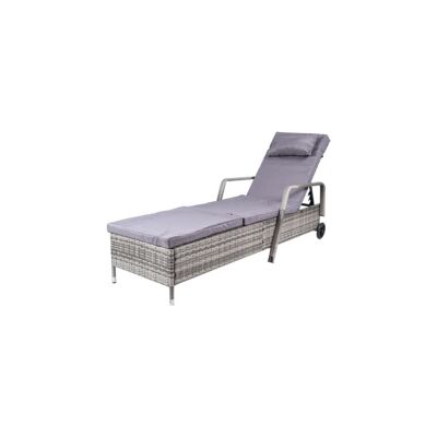 "Sdraio reclinabile eurogarden ""holiday"" in polyrattan grigio con cuscini e ruote 210x66x33 cm" "Sdraio reclinabile eurogarden ""holiday"" in polyrattan grigio con cuscini e ruote 210x66x33 cm"
