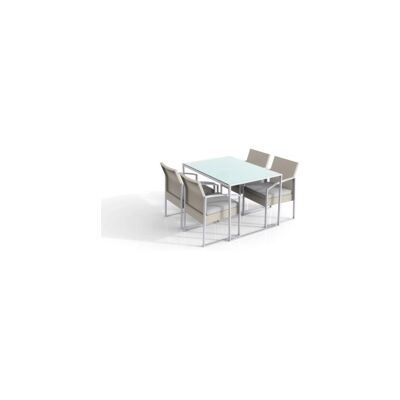 "Set da esterno essenza ""bilbao"" con tavolo e 4 sedie colore bianco" "Set da esterno essenza ""bilbao"" con tavolo e 4 sedie colore bianco"