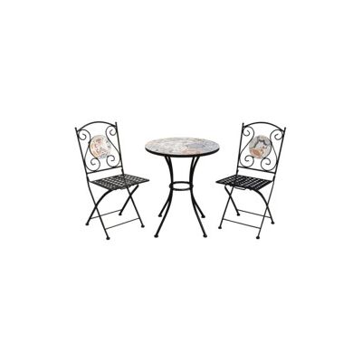 GARDEN FRIEND - Set da giardino - Struttura in acciaio nero con piano in maiolica GARDEN FRIEND - Set da giardino - Struttura in acciaio nero con piano in maiolica
