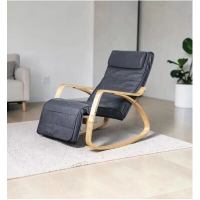 BellaHome POLTRONA DONDOLO DIANA IN LEGNO CON CUSCINO GRIGIO BellaHome POLTRONA DONDOLO DIANA IN LEGNO CON CUSCINO GRIGIO