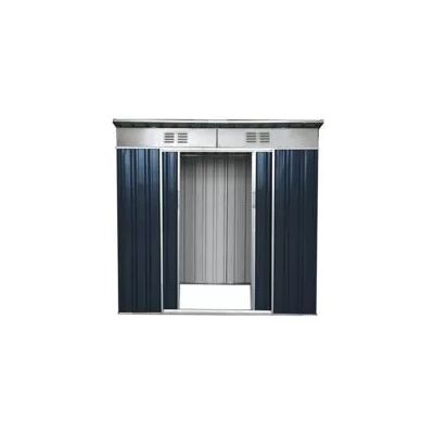 "Casetta in lamiera zincata da esterno domus grigio con tetto piatto 173x145x200 cm" "Casetta in lamiera zincata da esterno domus grigio con tetto piatto 173x145x200 cm"