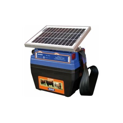 "Elettrificatore per recinto con pannello solare ama ""s450"" 12v" "Elettrificatore per recinto con pannello solare ama ""s450"" 12v"