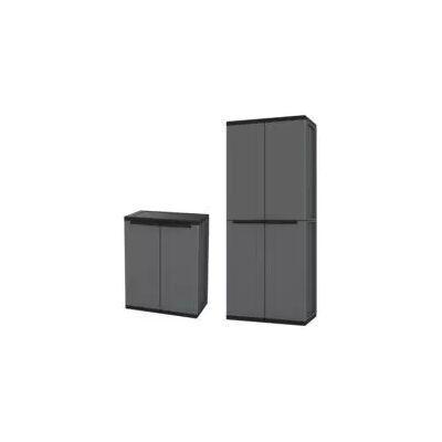 "Set 2 armadi alto e basso terry in polipropilene grigio 68x37,5x85/163,5 cm" "Set 2 armadi alto e basso terry in polipropilene grigio 68x37,5x85/163,5 cm"