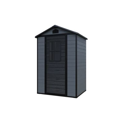"Casetta da giardino domus ""leonor 4x3"" in resina grigio con porta battente singola 129x106x198 cm" "Casetta da giardino domus ""leonor 4x3"" in resina grigio con porta battente singola 129x106x198 cm"